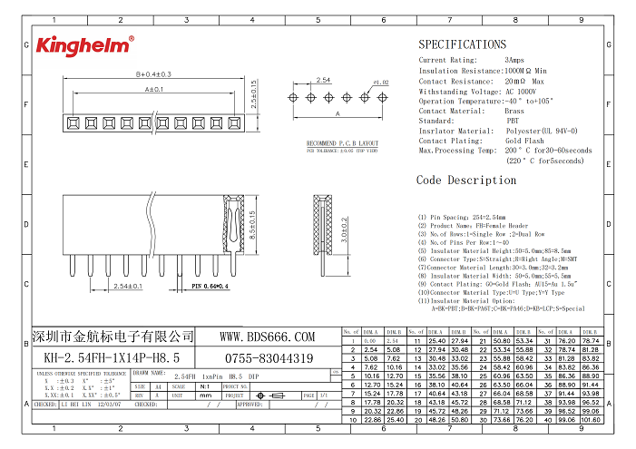 C2905420_排母_KH-2.54FH-1X14P-H8.5_规格书_WJ45520_00(1).png